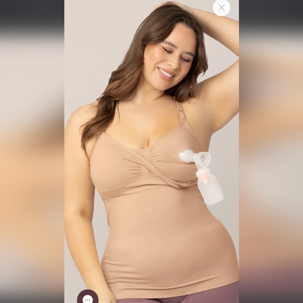 Sublime® Hands-Free Pumping & Nursing Tank | Beige - Busty (E-I) / XL